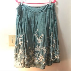 Dusty blue embroidered Talbots skirt